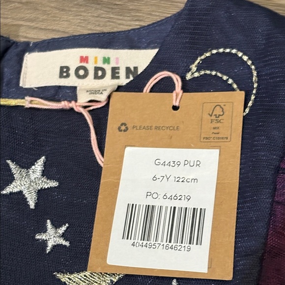 Mini Boden Witchy Navy and Purple Embroidered Dress - Picture 3 of 7